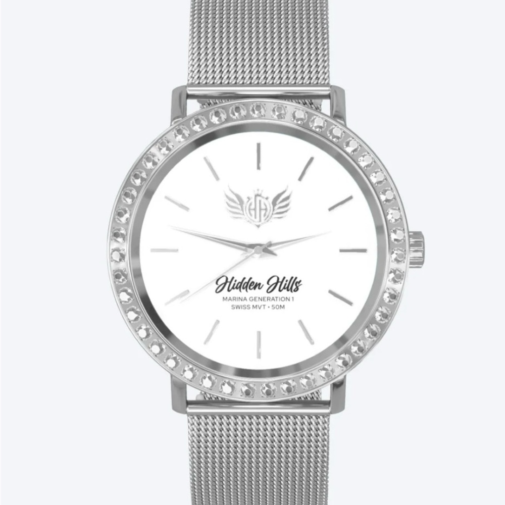 Hidden Hills Crystal-Embellished Silver Women's Watch